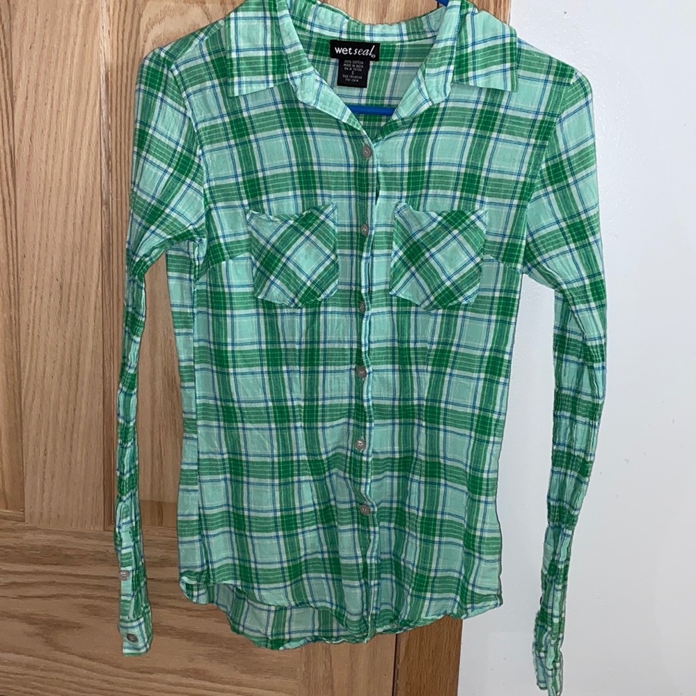 Green wet seal button down flannel